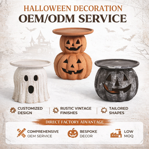 Portavelas de Cerámica al por Mayor con Diseño de Calabaza y Fantasma de Halloween, Ecológico, Rústico, para Decoración del Hogar, OEM, ODM - Product Image 5