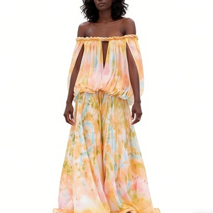 ชุดเดรสผู้หญิงแบบผูกไหล่ - แขนพองทรงหลวมแบบมัดย้อมแฟชั่น - Product Image 6