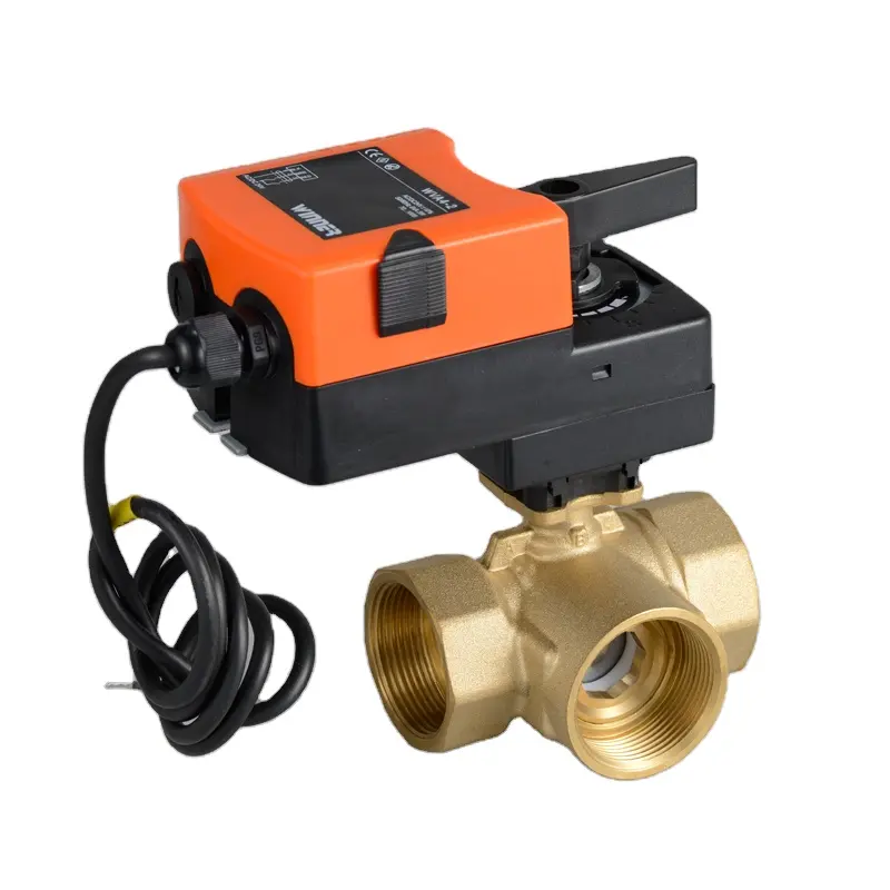 24V 3 Way 2 Inches motorized brass control valve electric actuator water ball valve