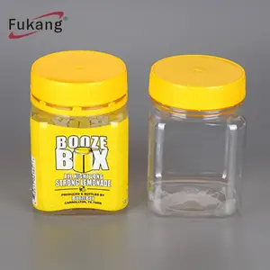 PET Honey Jars Cylindrical Food Bottles with Lids Dongguan Suppliers with Caps, Plastic Screen Printing Customized Square 200ML