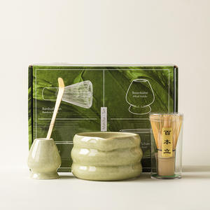 차 도구에 대한 맞춤형 도매 말차 선물 세트 포장 및 액세서리 대나무 거품과 세라믹 그릇 말차 거품기 세트 - Product Image 1