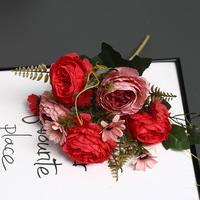 Bunga Peony Sutra Buatan Gaya Eropa Romantis 4x6 Inci Dekorasi Rumah Perlengkapan Fotografi Pernikahan