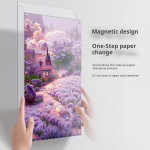 Cadre Photo Acrylique A4 de Style Moderne Présentoir d'Affiche à Suspension Murale Magnétique pour Publicité en Ascenseur - Product Image 5