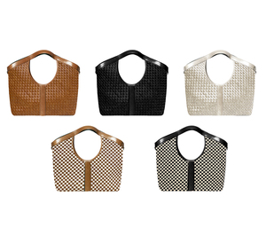 Nueva llegada de gamuza PU cuero tejido bolso de las mujeres de la luz Hobo Underarm Bags - Product Image 2