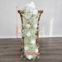 Chemin de table élégant en fleurs artificielles avec roses et verdure pour la décoration de table de mariage - Fournisseur