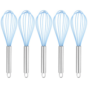 <b>Eco</b>-Friendly <b>Egg</b> Beaters Silicone Whisk with Stainless Steel Handle for Home Kitchen Use Whisking & Beating - Product Image 1
