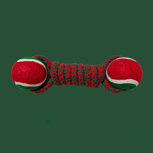 Jouet à mâcher pour chien en corde de Noël écologique, vert et rouge, interactif, pour l'intérieur et l'extérieur, en corde de coton - Product Image 5