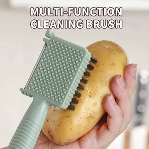 Trending Products 2024 New Arrivals Gadget 4 In 1 Multifunction Plastic Manual Vegetable Potato Cleaning Brush With Peeler