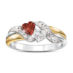 Anello a Doppio Cuore, Moda Coreana con Cristalli Incastonati, Anello da Donna, Regalo Romantico per Innamorati, Gioielli - Product Image 1