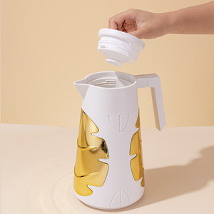 Vacuum Flask Insulated Water <b>Bottle</b> Large Capacity Hot <b>Coffee</b> Pot Glass Inner Container New European Gold Insulated Water Pot - Product Image 6