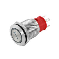 Bouton-poussoir momentané en acier inoxydable étanche 12V 24V avec logo LED 19mm
