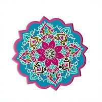 Sous-verre en céramique Mandala en gros d'usine, sous-verre absorbant en céramique imprimé sur mesure en forme de fleur pour boissons, décoration de table à la maison