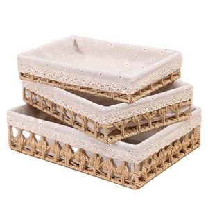 Panier de rangement multifonctionnel LIS HOME en corde de coton et corde de papier tressées à la main avec poignées métalliques pour boissons/aliments - Product Image 1