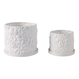 Maceta de Cerámica con Forma de Margarita con Plato, Macetas Decorativas para Plantas de Interior y Exterior - Product Image 1
