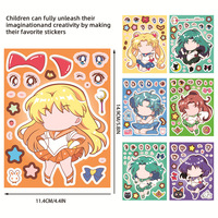 Rompecabezas de 8 piezas de Sailor Moon de plástico para hacer caras, pegatinas, decoración para equipaje y escritorio, diversión para maternidad