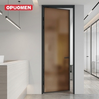 Porte de toilette moderne en alliage d'aluminium et verre, étanche et résistante à l'humidité, avec surface finie, pour climat très humide