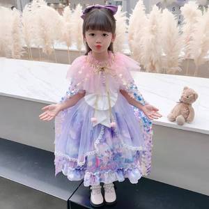 Capa de Lentejuelas de Sirena para Niñas 2026, Disfraz de Princesa para Halloween, Chal Brillante para Bebés y Niñas Pequeñas, Disfraz para Fiesta de Cumpleaños y Actuaciones Escénicas - Product Image 3