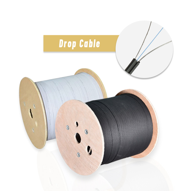 Factory Supply FTTH Outdoor G657A1 Fiber Optic Drop Cable 1 2 4 Core Steel Wire or FRP Black for Communication Cables