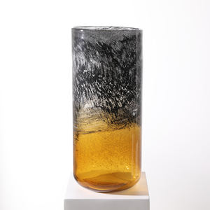 ETERNAL Modern Art Beautiful Table Deco <strong>Vase</strong> with Black and Amber Gradient, Handcrafted Decorative Glass <strong>Vase</strong> for Home - Product Image 2