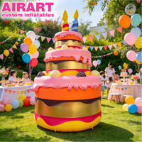 Ballon publicitaire gonflable de qualité commerciale en forme de gâteau, personnalisé pour la promotion de pâtisseries, idéal pour l'affichage en centre commercial et la décoration.