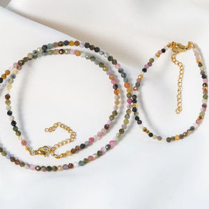 Colliers et bracelets minimalistes en pierre brute facettée, bijoux perlés exquis faits à <span class=keywords><strong>la</strong></span> main, cadeaux d'amitié pour elle - Product Image 1