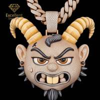 Colgante de Lujo de Plata 925 con Moissanita de Hielo, Diseño de Cara de Dibujos Animados, Estilo Hip-hop, para Fiesta Urbana, Impermeable, Hipoalergénico, de Gran Venta