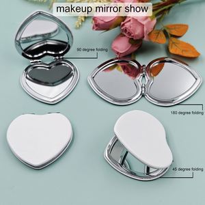 กระจกแต่งหน้าพับได้รูปหัวใจสีขาว ทำจากหนัง PU สำหรับขายส่ง รับผลิตแบรนด์ส่วนตัว กระจกสองด้าน พกพาสะดวก - Product Image 5