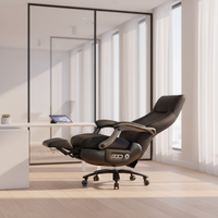 Chaise de bureau de direction moderne de luxe, ergonomique, en cuir, avec appui-tête souple, accoudoirs larges et dossier réglable en douceur