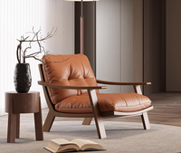 Fauteuil simple en bois massif et cuir, style Wabi-Sabi, design vintage Maillard, fauteuil inclinable pour salon, chaise longue