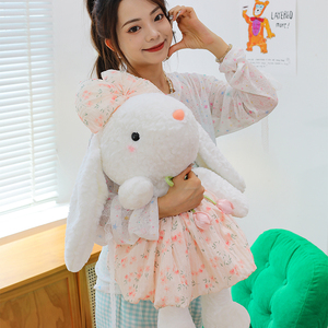 Bộ đồ chơi sang trọng Thỏ Mặc Hoa-Thỏ nhồi bông đáng yêu với cung lớn và trang phục hoa văn đồ chơi sang trọng - Product Image 3