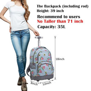 Green Small 35L Cute Lightweight Wheeled Roller 17 Inch <strong>Laptop</strong> Backpack <strong>Bag</strong> for <strong>Ladies</strong> Women with <strong>Wheels</strong> - Product Image 2