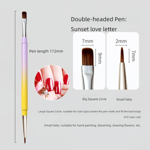 Pinceau à ongles double tête avec support métallique, logo personnalisé, vente en gros, professionnel, pour salon de manucure, pinceau de peinture UV Gel - Product Image 5