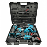Kit combiné d'outils électriques sans fil 21V sans balais 4 en 1 : perceuse, visseuse à chocs, meuleuse d'angle, marteau perforateur