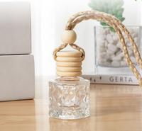 Bouteille diffuseur en verre gaufré de 8 ml avec couvercle en bois, pour aromathérapie, parfum de voiture, bouteille en verre pour voiture et maison, OEM ODM