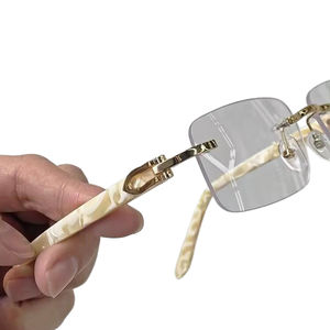 バッファローホーンメガネ男性女性ファッション小さなリムレスシェード<span class=keywords><strong>2025</strong></span>ヴィンテージフレームレススクエア高級サングラス - Product Image 1