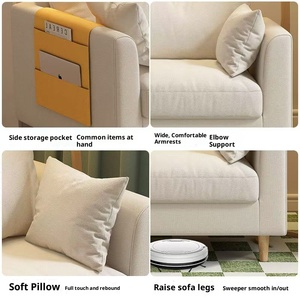 Canapé deux places <span class=keywords><strong>beige</strong></span> canapé de salon pour petit appartement en tissu velours canapé-lit moderne et minimaliste pour appartement et chambre à coucher - Product Image 5