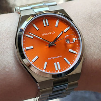 Montre automatique de luxe pour homme en acier inoxydable argenté, 40 mm, cadran à aiguilles lumineuses, résistante à l'eau 5 BAR
