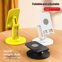 Support de téléphone de bureau, rotation à 360 degrés, réglable en hauteur, pliable, adapté aux téléphones et tablettes, pour le streaming en direct et l'apprentissage