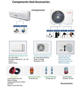 Aire Acondicionado Híbrido de Alta Calidad de 12000, 18000, 24000 BTU, Energía Renovable, Aislado de la Red, Bomba de Calor Solar, Calentador de Agua - Product Image 4