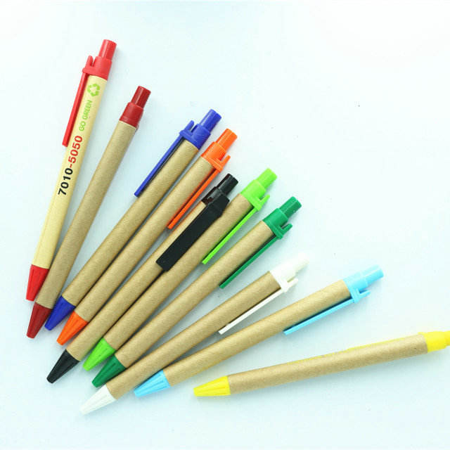 Promotional Logo Custom Recycled Kraft Paper Ball Pen Eco-friendly  Ballpoint Pen With Cheap Price
