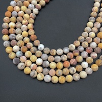 Perles rondes naturelles, Agate fou, pour la fabrication de bijoux, 1 pièce, jolis, effet mat et givré