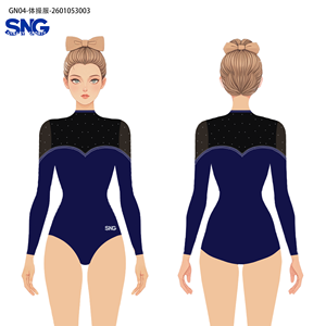 <span class=keywords><strong>Justaucorps</strong></span> de gymnastique bleu marine à manches longues avec strass et maille noire, idéal pour l'entraînement et les compétitions artistiques des filles, scintillant - Product Image 2