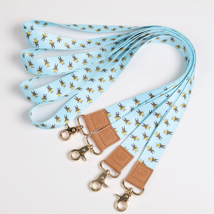 Hot Sale Sublimation Custom Logo Phone Card Holder Keychain Leather Lanyard for Teachers With Print Method Multi-color Printing