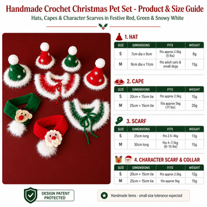 Collier et écharpe de Noël pour animaux de compagnie, cache-cou tricoté pour chats et chiens, ensemble <span class=keywords><strong>bonnet</strong></span> d'hiver, cadeau festif rouge et vert - Product Image 5