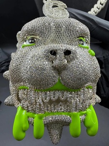 จี้รูปบูลด็อกประดับเพชรแบบ Iced Out สีเขียวนีออน VVS มอยส์ซาไนต์ เงินแท้ 925 - Product Image 6