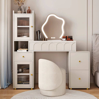 NKAHS Coiffeuse de luxe moderne et minimaliste avec rangement intégré, table de maquillage rétractable multifonctionnelle