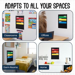 3 Pocket <b>File</b> Chart Black 14x19.5 Wall Hanging <b>Organizer</b> for Office School Use - Product Image 5