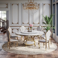 Antiker französischer Schiefer-Esstisch Wohnzimmer möbel Moderner Esstisch Set 6-Sitzer Marmor Runder Esstisch 120 cm