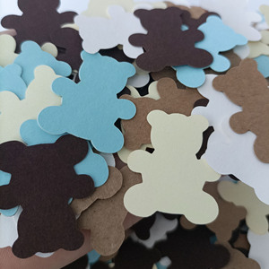 100PCS Confettis en forme d'ours pour baby shower, confettis en papier bleu et marron pour garçon et fille, décorations de table pour fête à domicile SP-27 - Product Image 6