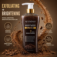 AESTHTANY Gel de Bain Exfoliant au Café 1000ml, Blanchissant et Nourrissant en 7 Jours, Réparateur Cutané, Contrôle du Sébum, Exfoliation, Beurre de Karité
